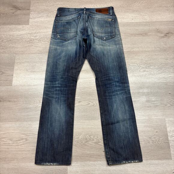 G Star Raw 3301 Straight Whiskered Jeans Men's 32x32 Streetwear - Picture 3 of 10